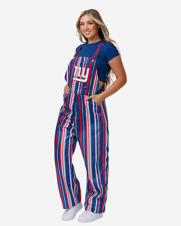 New York Giants Womens Hyper Stripe Bib Overalls FOCO XS - FOCO.com