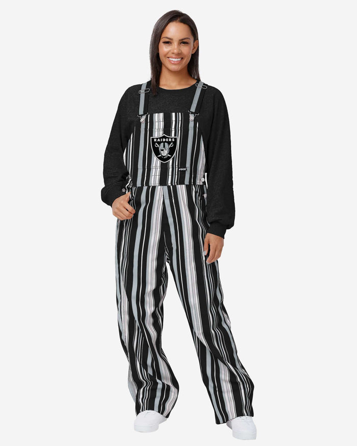 Las Vegas Raiders Womens Hyper Stripe Bib Overalls FOCO XS - FOCO.com