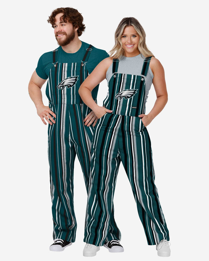 Philadelphia Eagles Womens Hyper Stripe Bib Overalls FOCO - FOCO.com