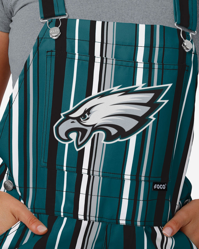 Philadelphia Eagles Womens Hyper Stripe Bib Overalls FOCO - FOCO.com