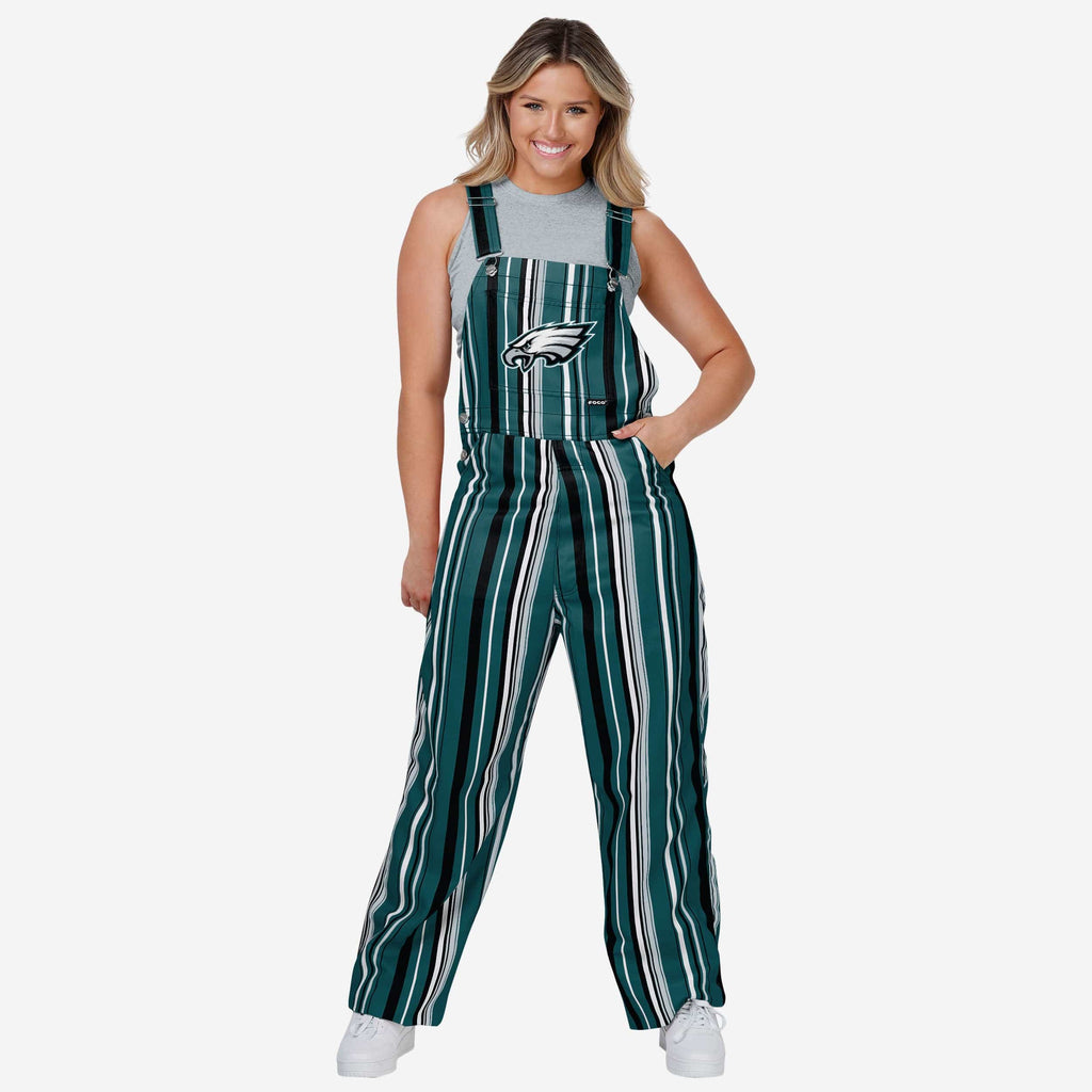 Philadelphia Eagles Womens Hyper Stripe Bib Overalls FOCO XS - FOCO.com