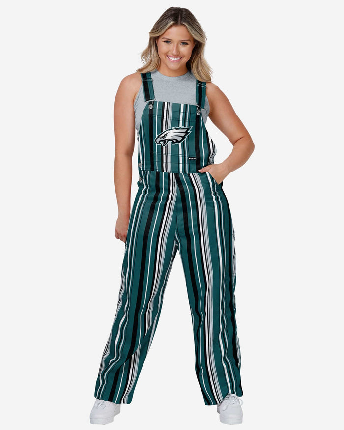 Philadelphia Eagles Womens Hyper Stripe Bib Overalls FOCO XS - FOCO.com