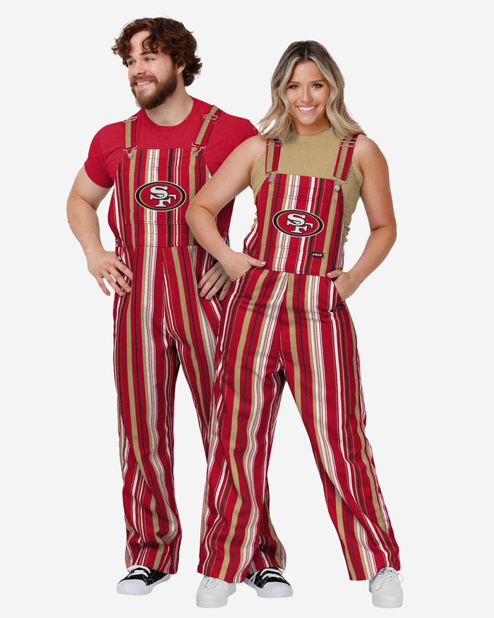 San Francisco 49ers Womens Hyper Stripe Bib Overalls FOCO - FOCO.com