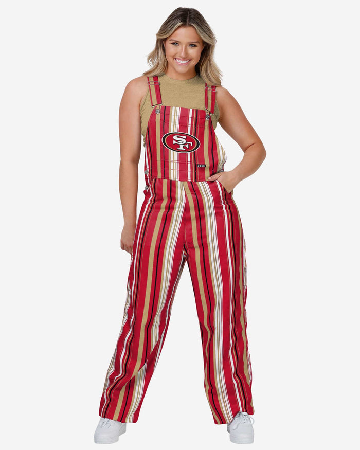 San Francisco 49ers Womens Hyper Stripe Bib Overalls FOCO XS - FOCO.com