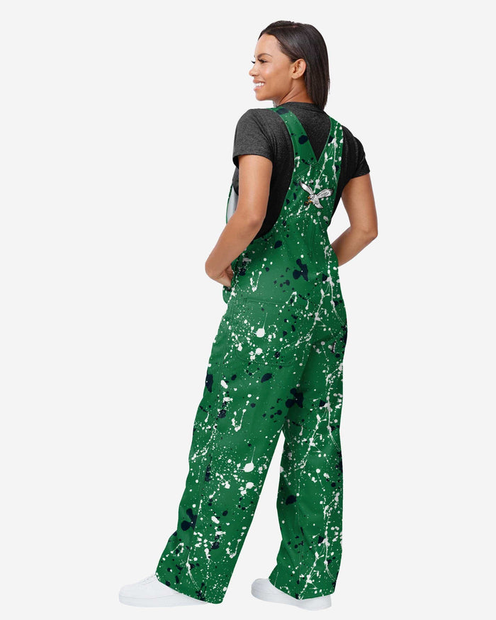 Philadelphia Eagles Womens Kelly Green Paint Splatter Bib Overalls FOCO - FOCO.com