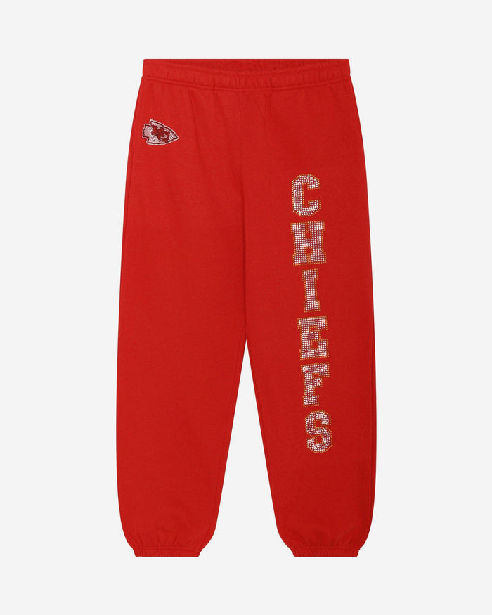Kansas City Chiefs Womens Big Wordmark Rhinestone Sweatpants FOCO S - FOCO.com