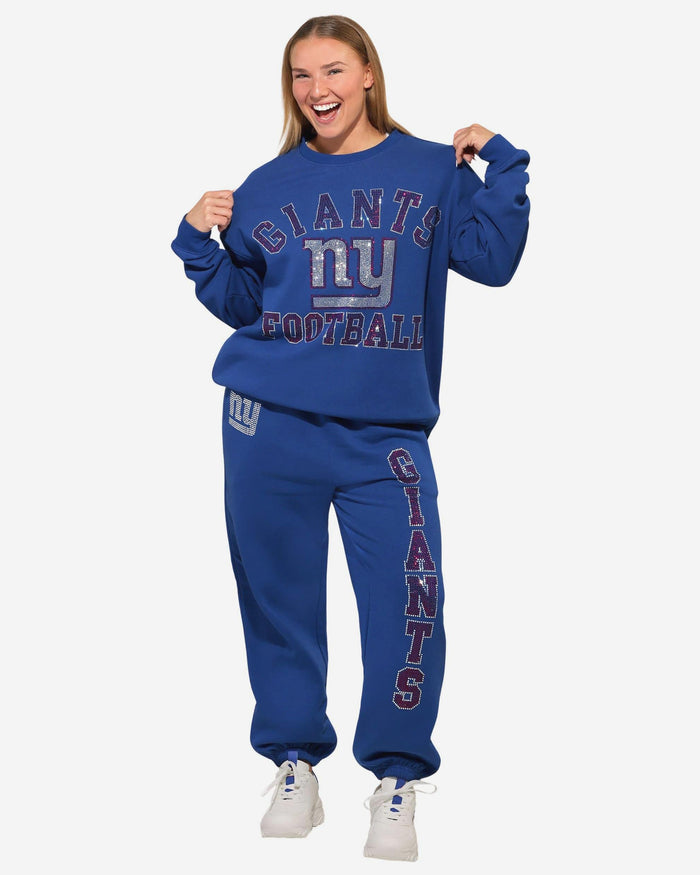 New York Giants Womens Big Wordmark Rhinestone Sweatpants FOCO S - FOCO.com