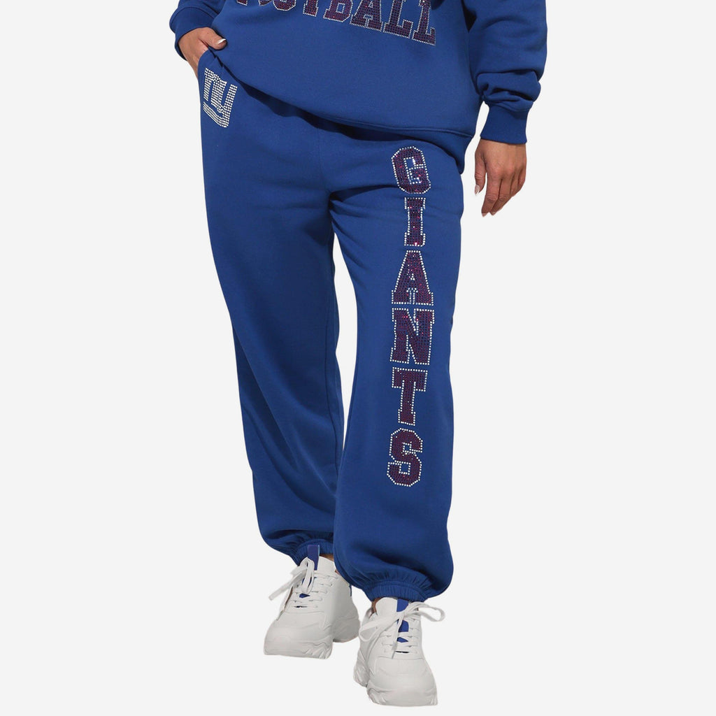 New York Giants Womens Big Wordmark Rhinestone Sweatpants FOCO S - FOCO.com