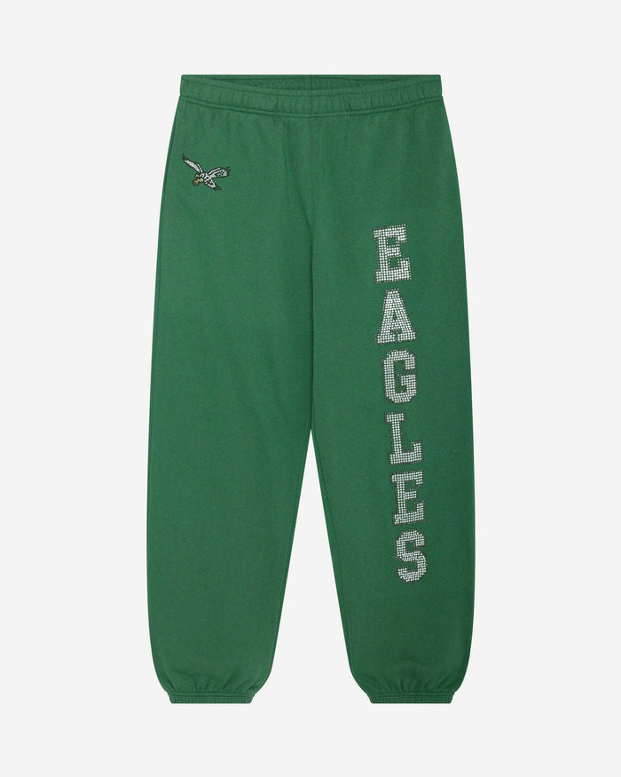Philadelphia Eagles Retro Womens Big Wordmark Rhinestone Sweatpants FOCO S - FOCO.com