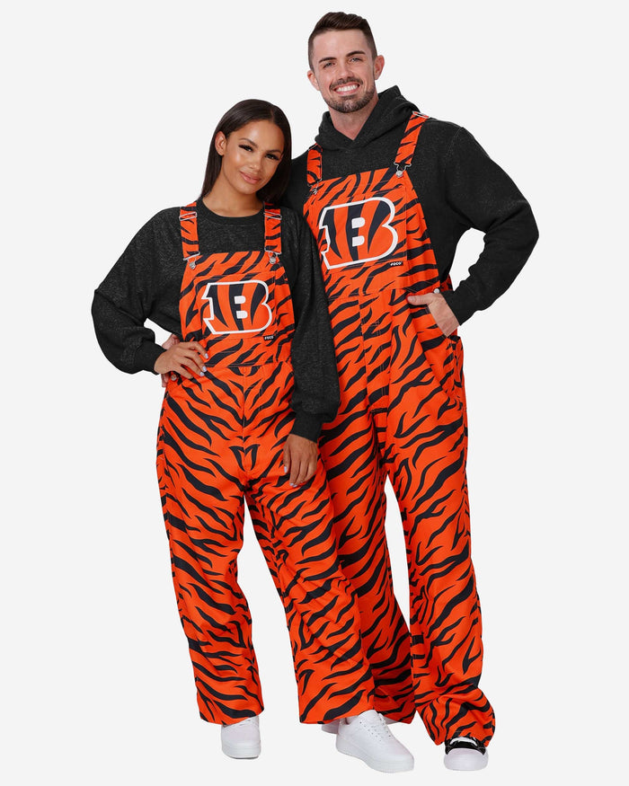 Cincinnati Bengals Womens Tiger Stripe Thematic Bib Overalls FOCO - FOCO.com