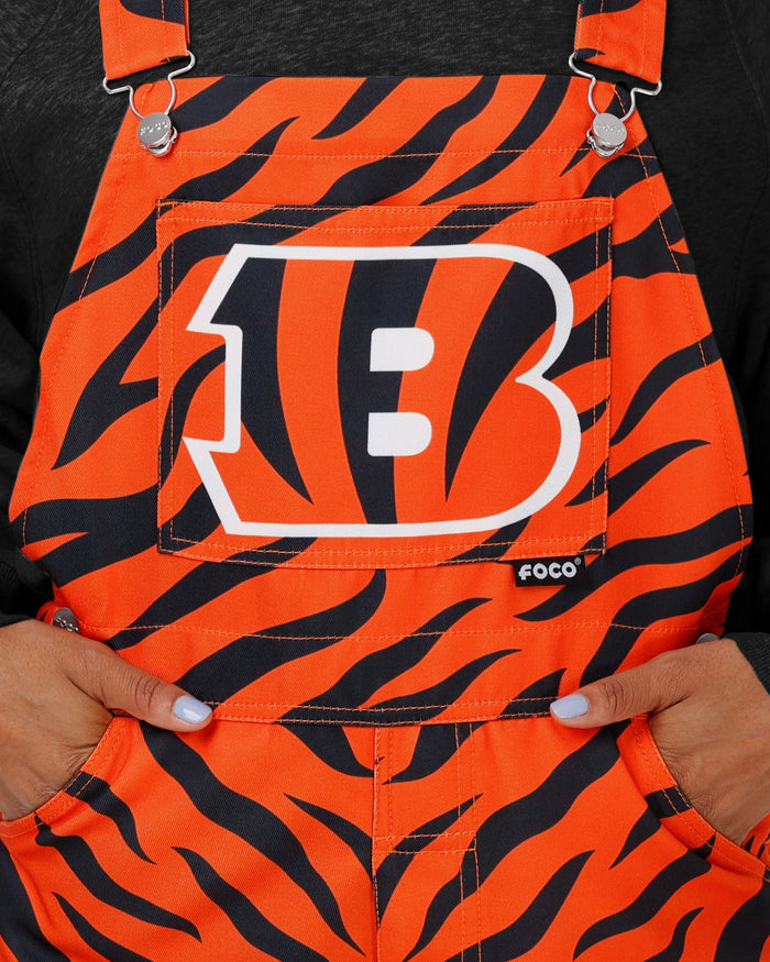 Cincinnati Bengals Womens Tiger Stripe Thematic Bib Overalls FOCO - FOCO.com