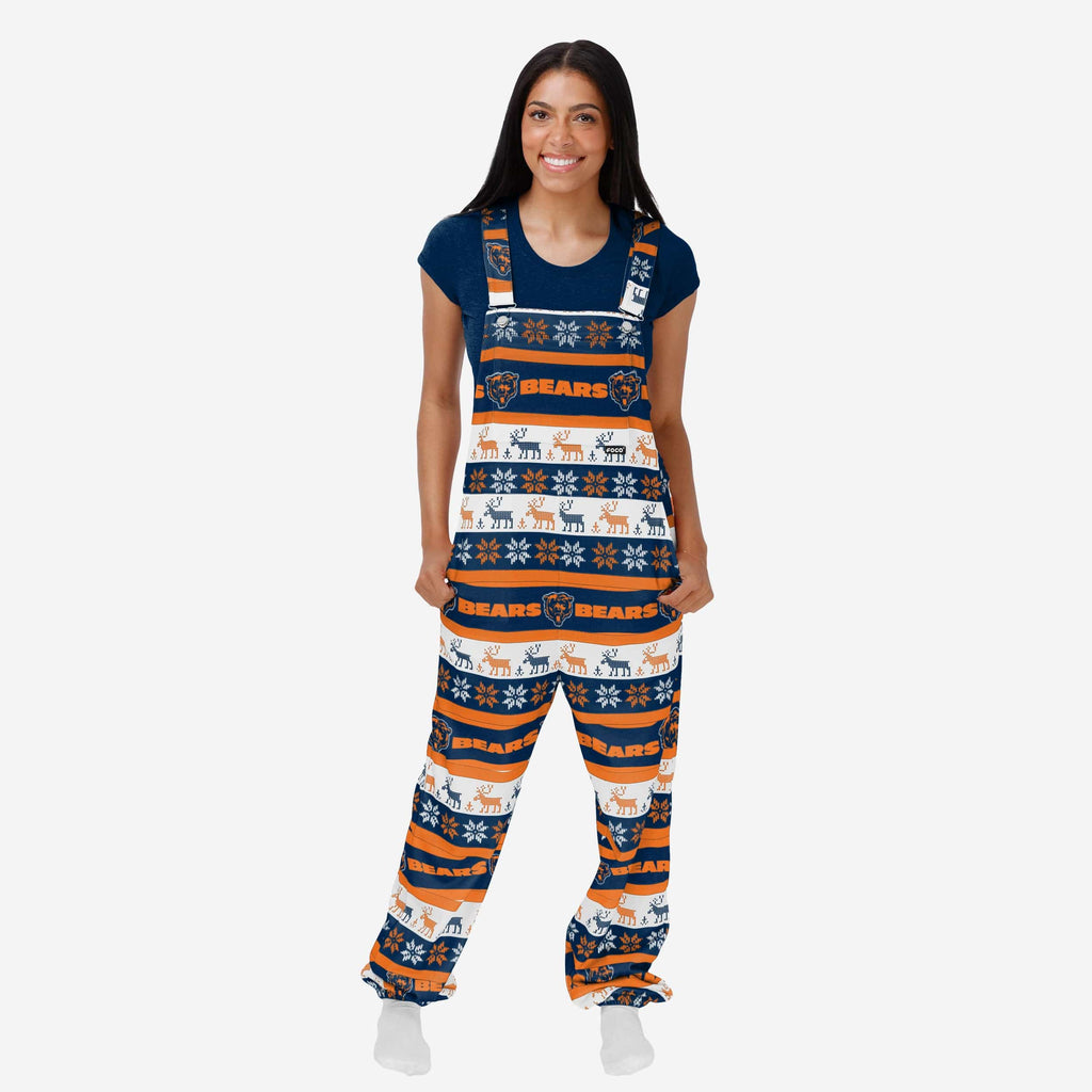 Chicago Bears Womens Ugly Home Gating Bib Overalls FOCO XS - FOCO.com