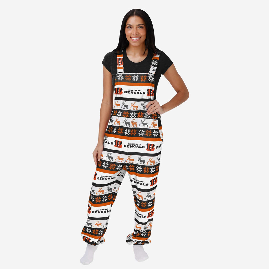 Cincinnati Bengals Womens Ugly Home Gating Bib Overalls FOCO XS - FOCO.com