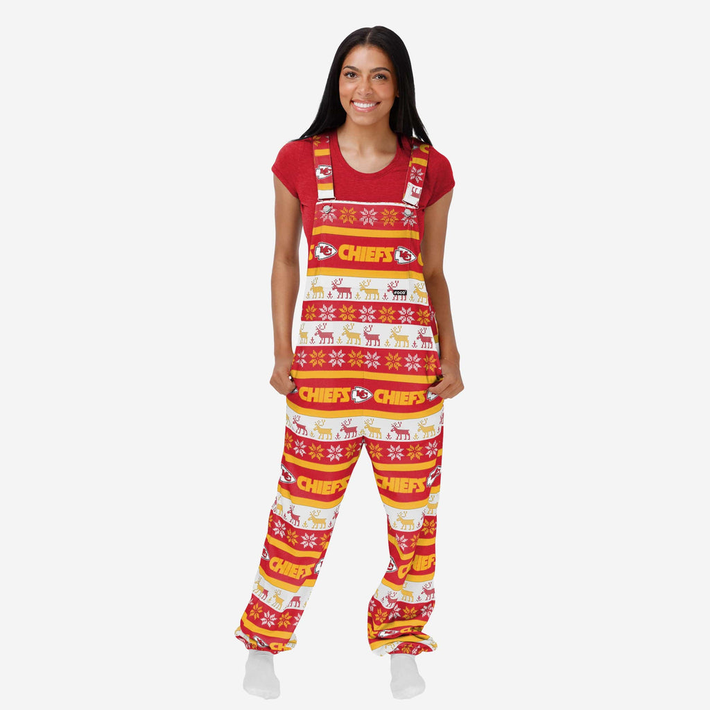 Kansas City Chiefs Womens Ugly Home Gating Bib Overalls FOCO XS - FOCO.com