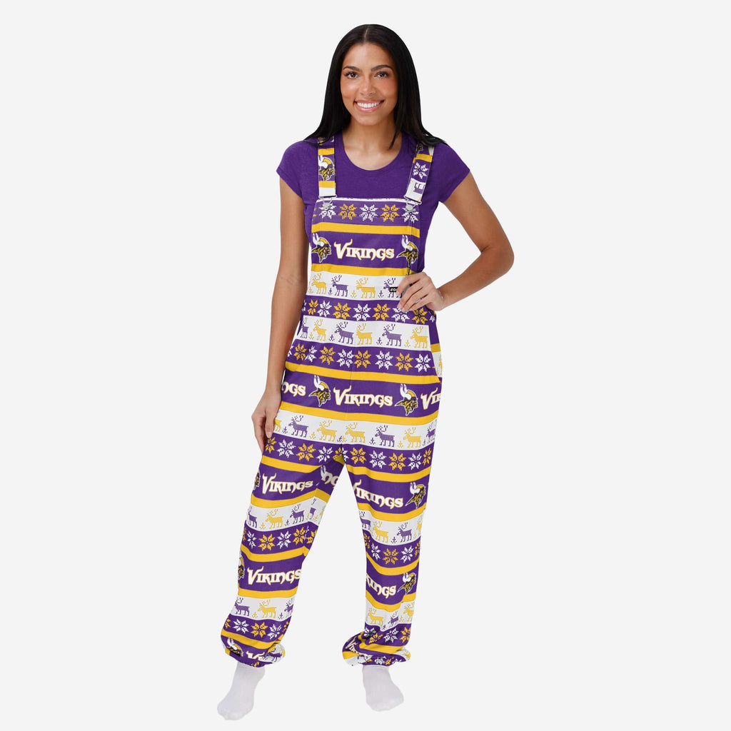 Minnesota Vikings Womens Ugly Home Gating Bib Overalls FOCO XS - FOCO.com