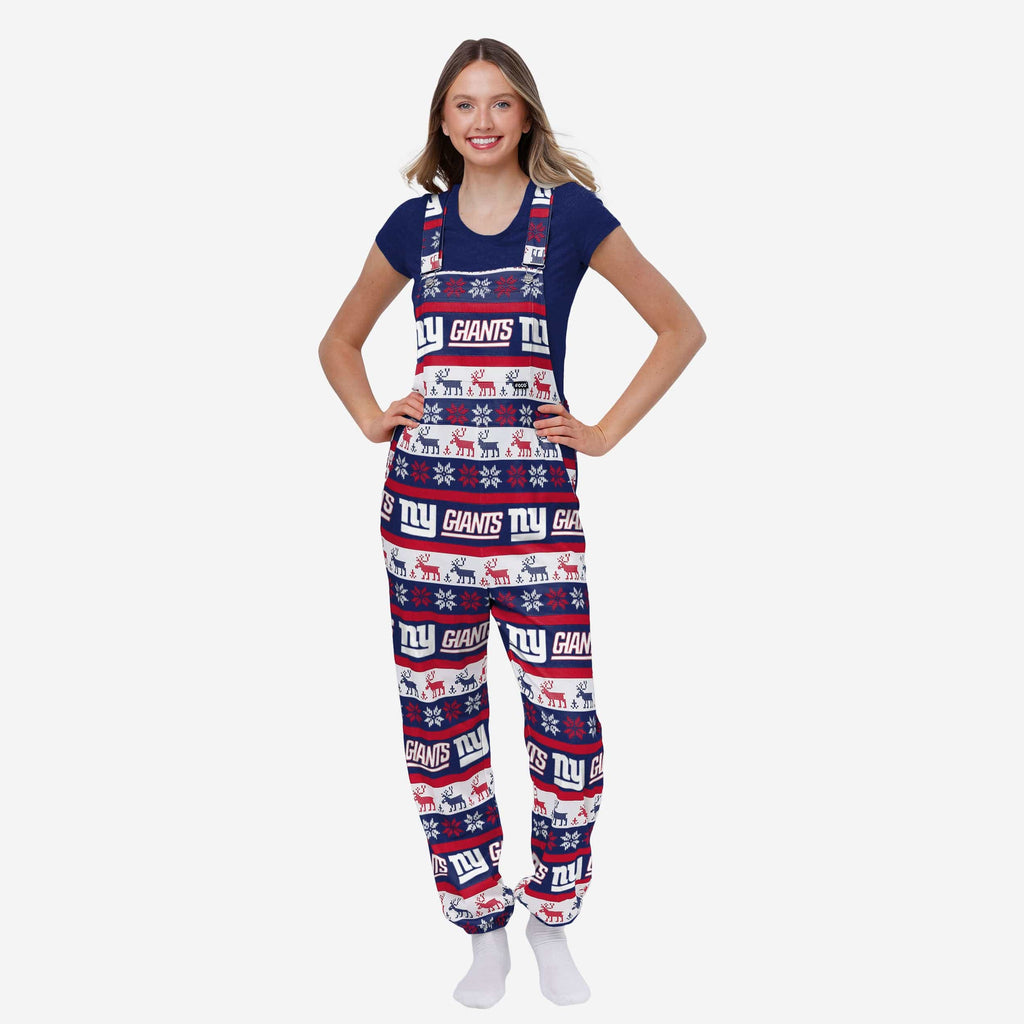 New York Giants Womens Ugly Home Gating Bib Overalls FOCO XS - FOCO.com