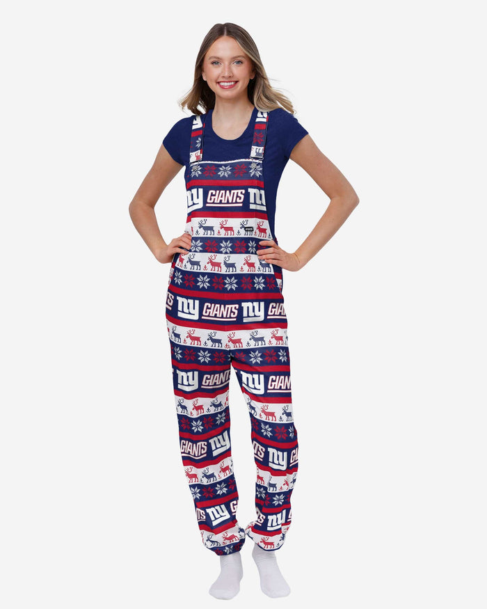 New York Giants Womens Ugly Home Gating Bib Overalls FOCO XS - FOCO.com