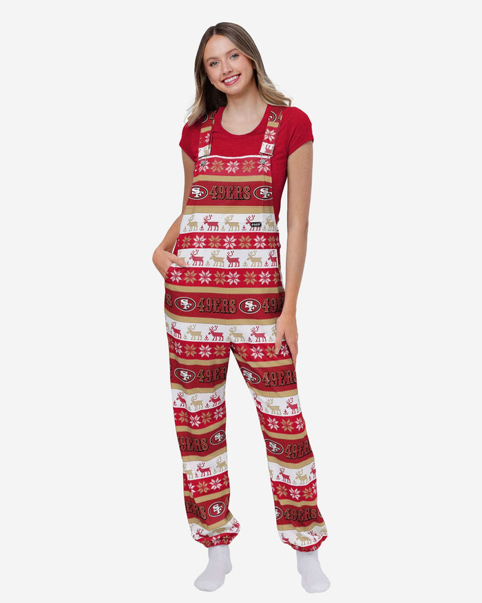 San Francisco 49ers Womens Ugly Home Gating Bib Overalls FOCO XS - FOCO.com