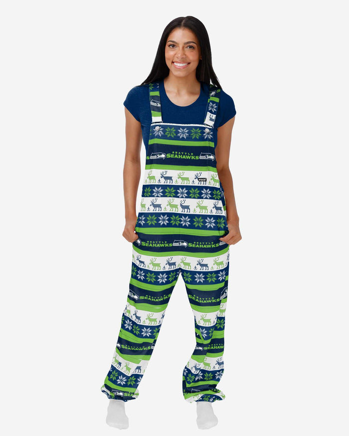 Seattle Seahawks Womens Ugly Home Gating Bib Overalls FOCO XS - FOCO.com