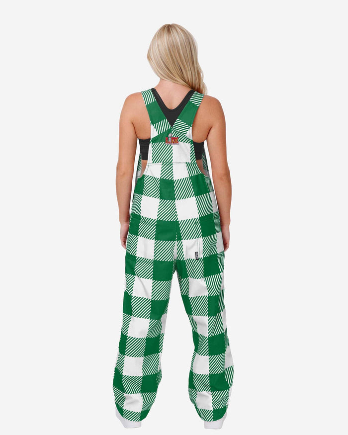 Philadelphia Eagles Super Bowl LIX Champions Kelly Green Womens Plaid Bib Overalls FOCO - FOCO.com