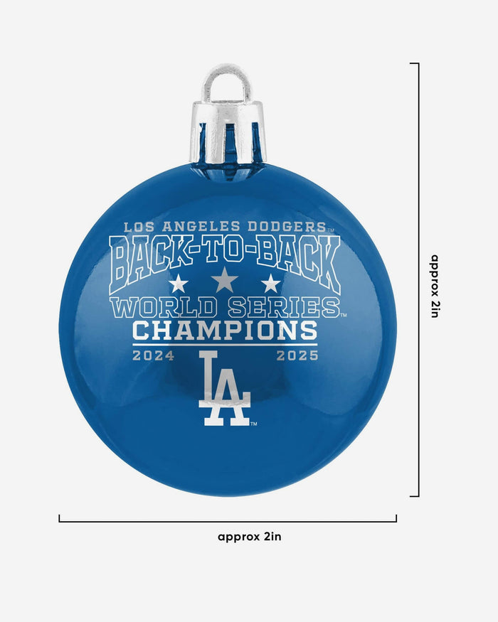 Los Angeles Dodgers 2025 Back To Back World Series Champions 12 Pack Plastic Ball Ornament Set FOCO - FOCO.com