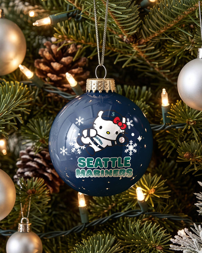 Seattle Mariners Hello Kitty® Glass Ball Ornament FOCO - FOCO.com