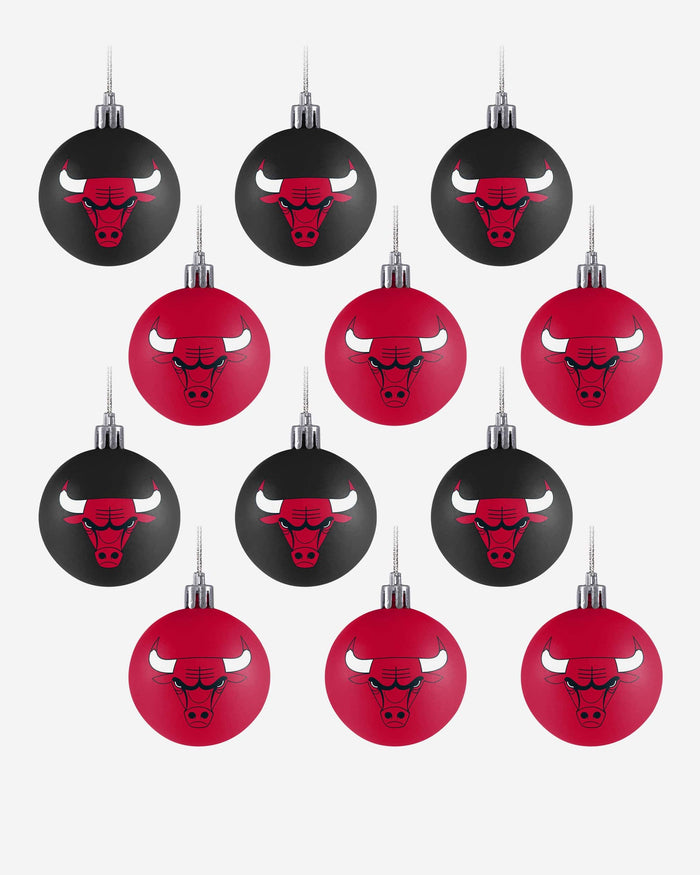 Chicago Bulls 12 Pack Plastic Ball Ornament Set FOCO - FOCO.com