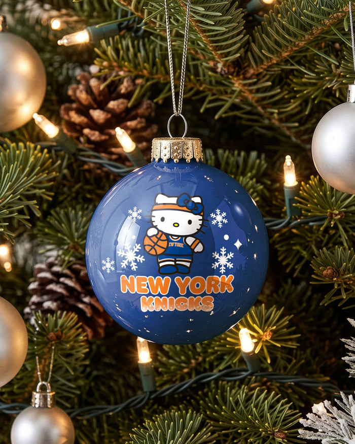 New York Knicks Hello Kitty® Glass Ball Ornament FOCO - FOCO.com