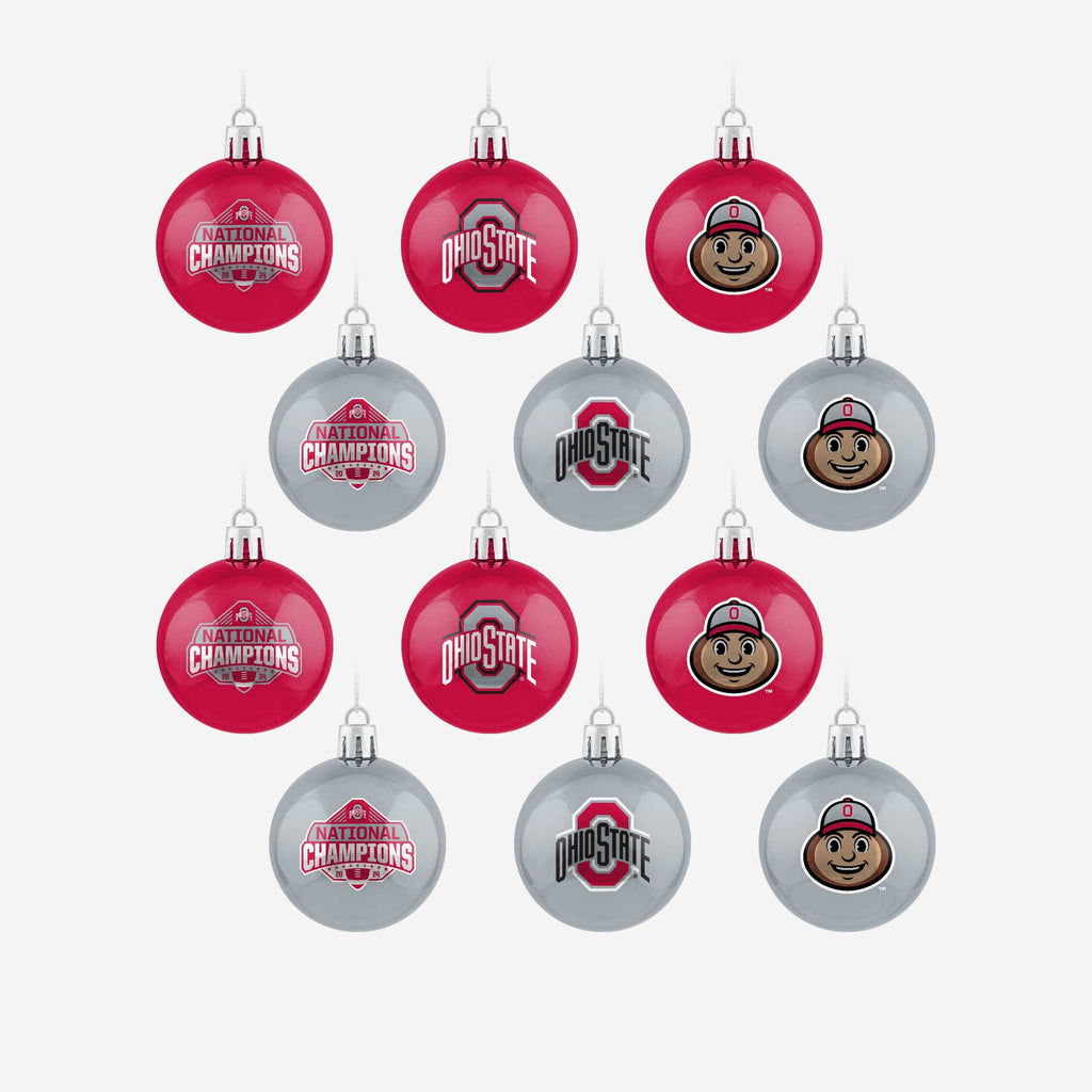 Ohio State Buckeyes 2024 Football National Champions 12 Pack Plastic Ball Ornament Set FOCO - FOCO.com