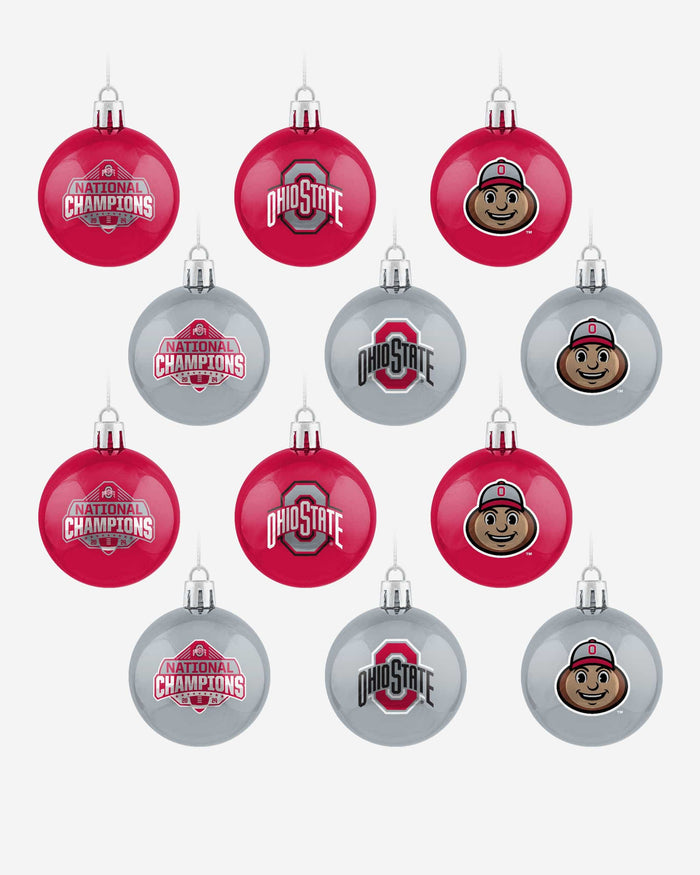 Ohio State Buckeyes 2024 Football National Champions 12 Pack Plastic Ball Ornament Set FOCO - FOCO.com