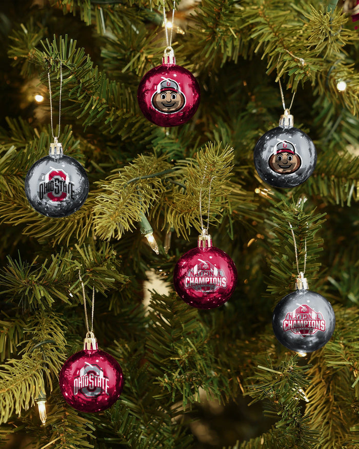 Ohio State Buckeyes 2024 Football National Champions 12 Pack Plastic Ball Ornament Set FOCO - FOCO.com