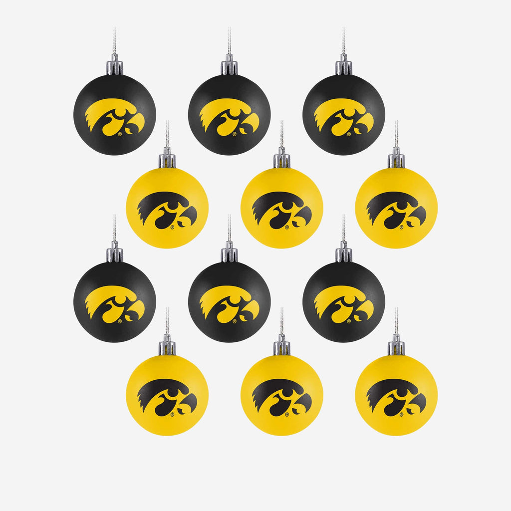 Iowa Hawkeyes 12 Pack Plastic Ball Ornament Set FOCO - FOCO.com