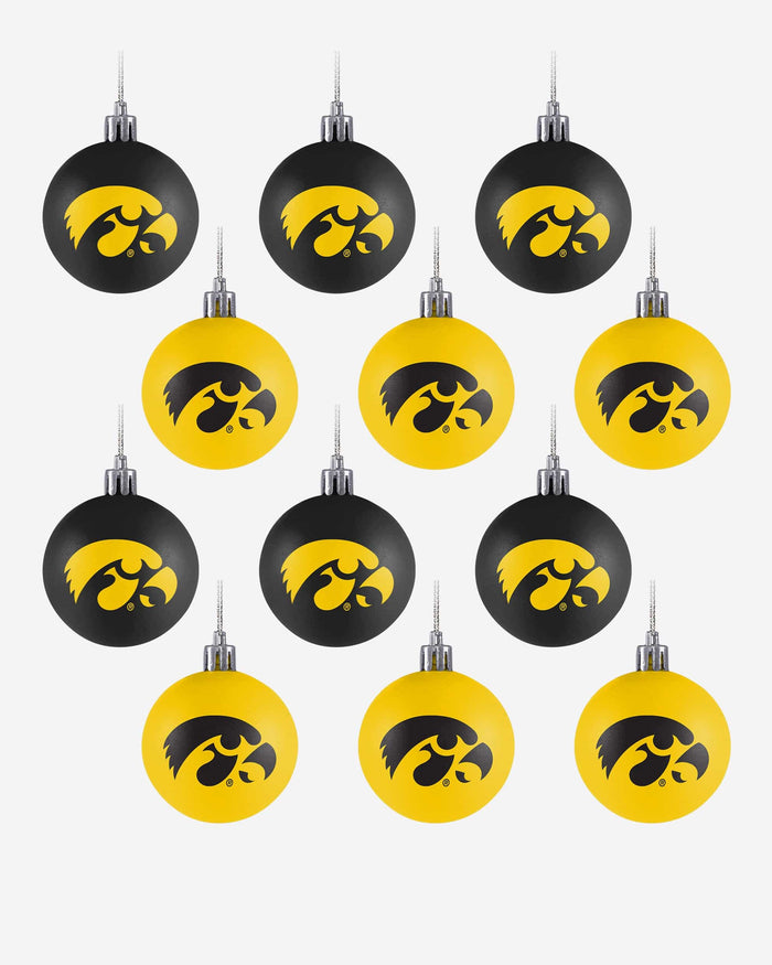 Iowa Hawkeyes 12 Pack Plastic Ball Ornament Set FOCO - FOCO.com