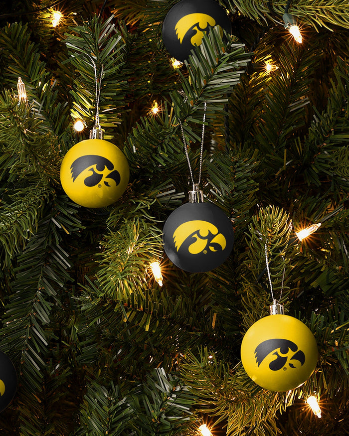 Iowa Hawkeyes 12 Pack Plastic Ball Ornament Set FOCO - FOCO.com