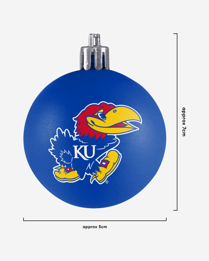 Kansas Jayhawks 12 Pack Plastic Ball Ornament Set FOCO - FOCO.com