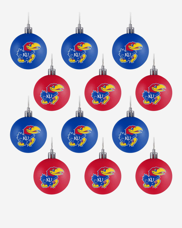 Kansas Jayhawks 12 Pack Plastic Ball Ornament Set FOCO - FOCO.com