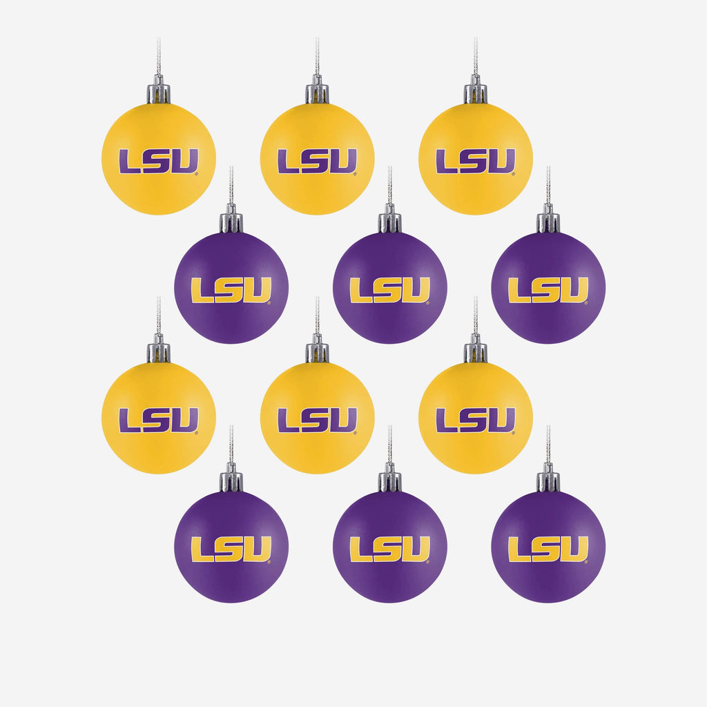 LSU Tigers 12 Pack Ball Ornament Set Foco - FOCO.com