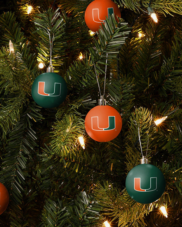 Miami Hurricanes 12 Pack Plastic Ball Ornament Set FOCO - FOCO.com