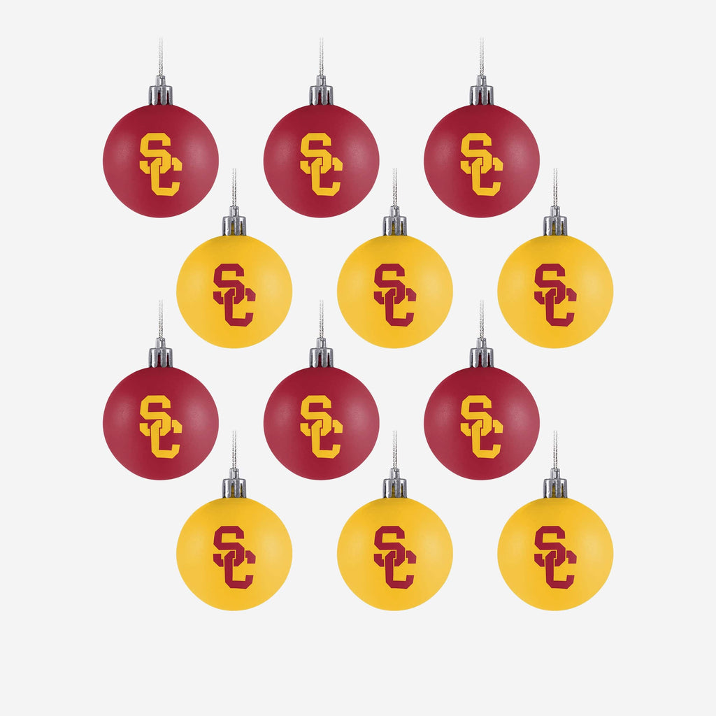 USC Trojans 12 Pack Plastic Ball Ornament Set FOCO - FOCO.com