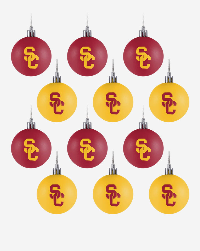 USC Trojans 12 Pack Plastic Ball Ornament Set FOCO - FOCO.com