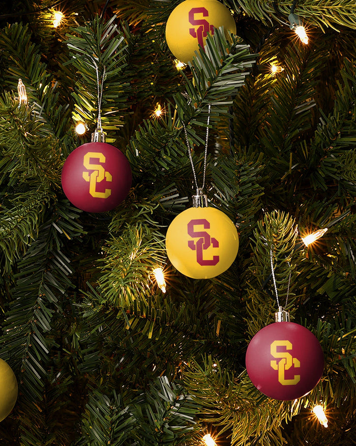 USC Trojans 12 Pack Plastic Ball Ornament Set FOCO - FOCO.com