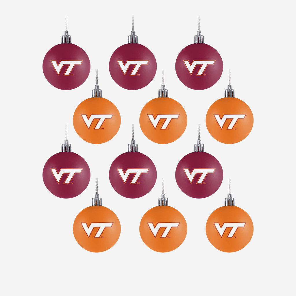 Virginia Tech Hokies 12 Pack Plastic Ball Ornament Set FOCO - FOCO.com