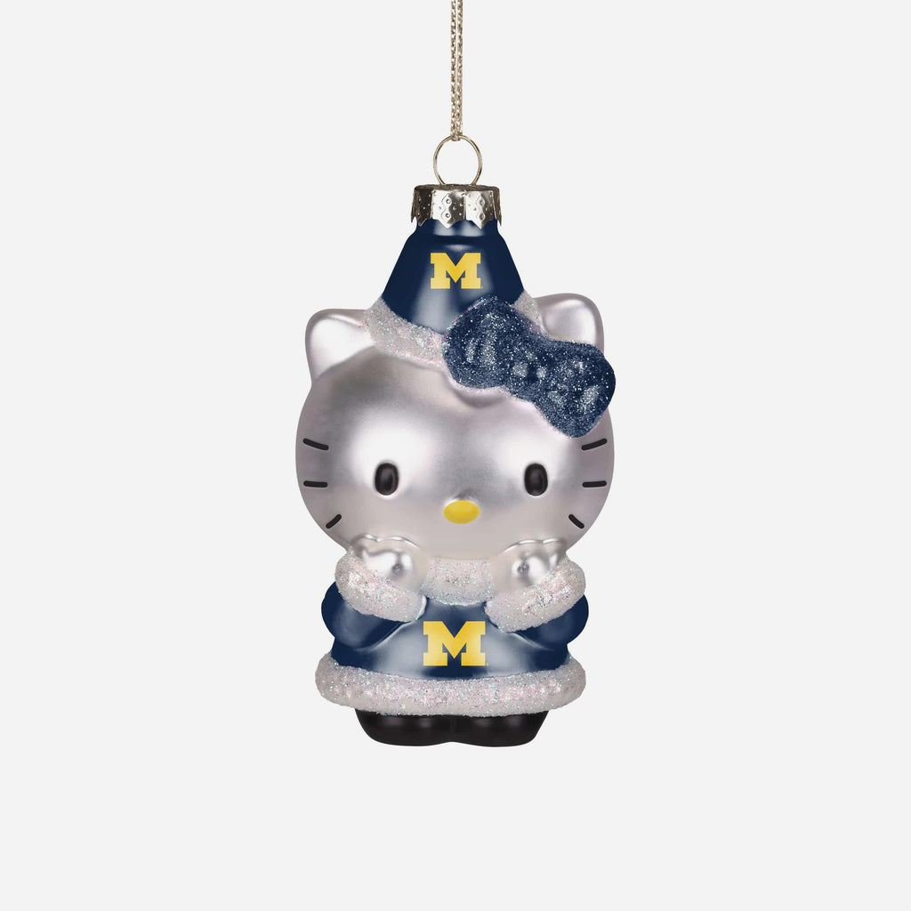 Michigan Wolverines Hello Kitty® Glitter Ornament FOCO - FOCO.com