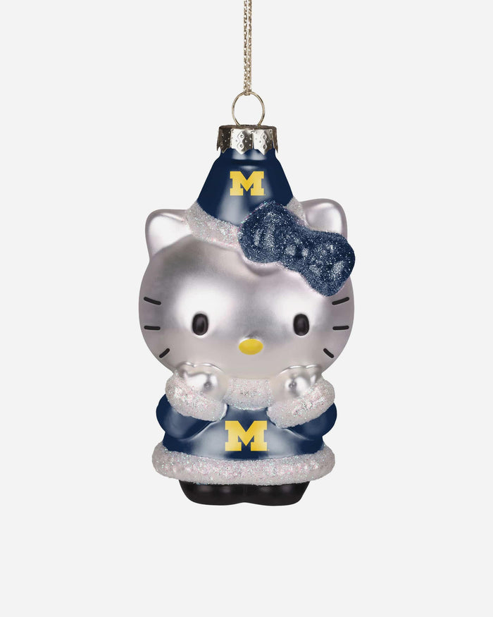 Michigan Wolverines Hello Kitty® Glitter Ornament FOCO - FOCO.com
