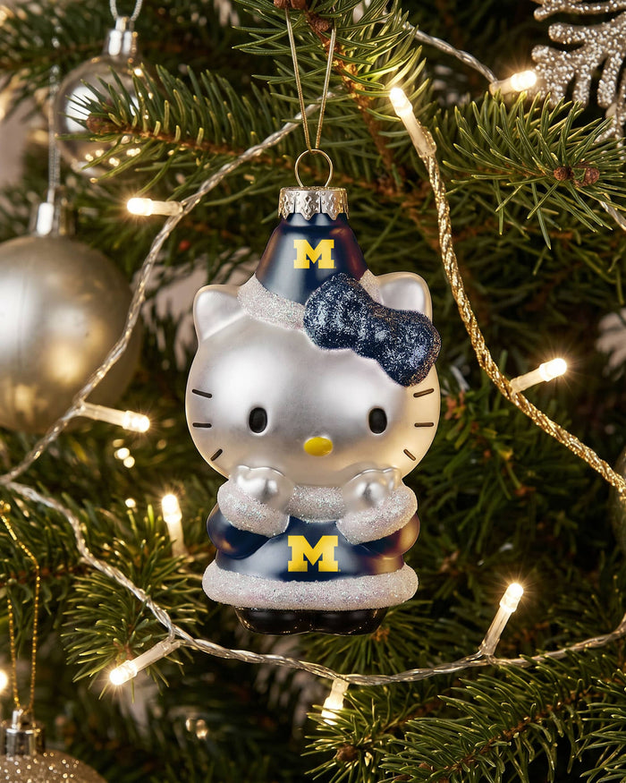 Michigan Wolverines Hello Kitty® Glitter Ornament FOCO - FOCO.com