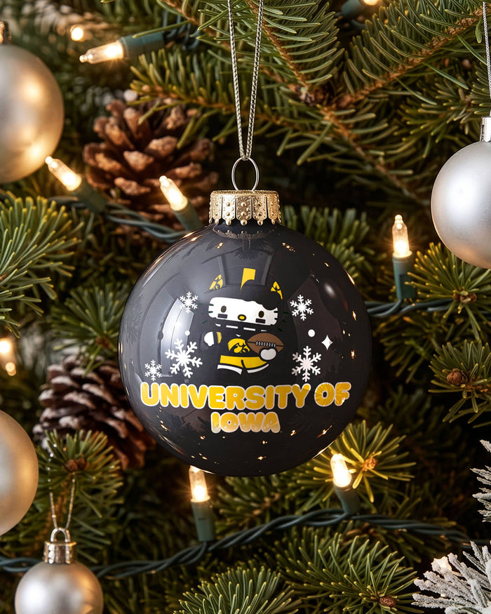 Iowa Hawkeyes Hello Kitty® Glass Ball Ornament FOCO - FOCO.com