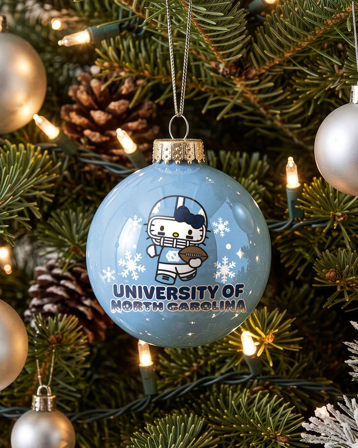North Carolina Tar Heels Hello Kitty® Glass Ball Ornament FOCO - FOCO.com