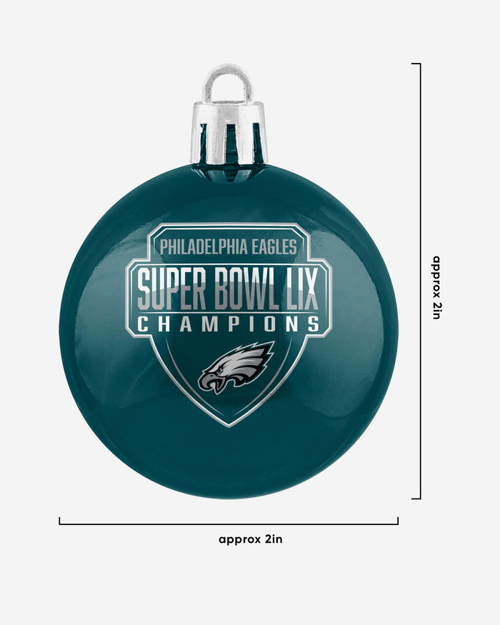 Philadelphia Eagles Super Bowl LIX Champions 12 Pack Plastic Ball Ornament Set FOCO - FOCO.com