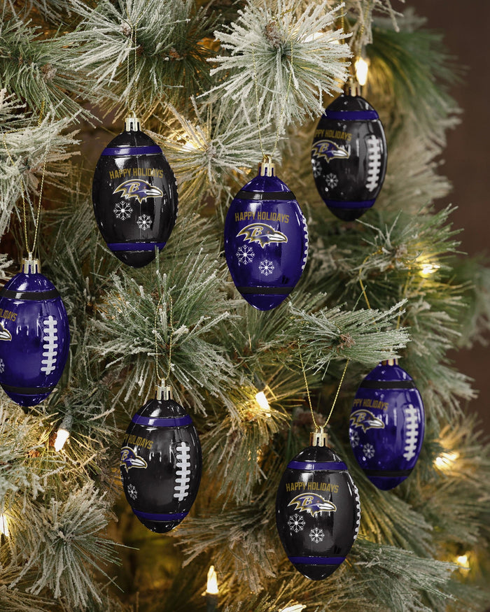 Baltimore Ravens 12 Pack Football Ornament Set FOCO - FOCO.com