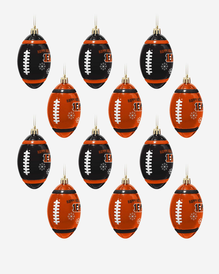 Cincinnati Bengals 12 Pack Football Ornament Set FOCO - FOCO.com